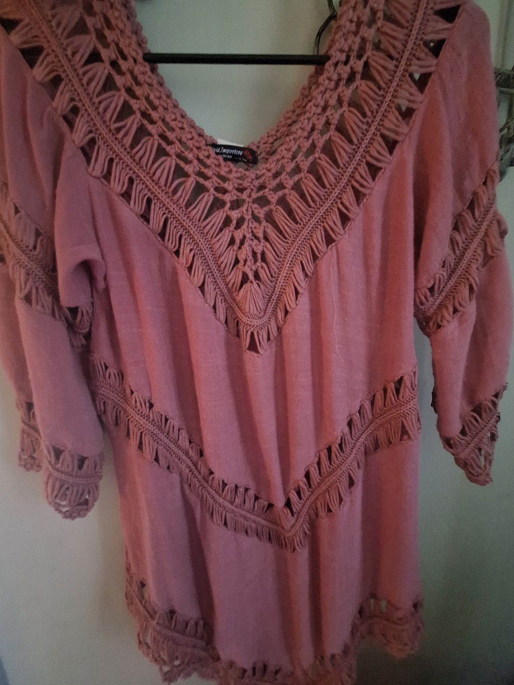 Vivid Importers of NY Crochet-Trim Pink Women’s Boho Top
